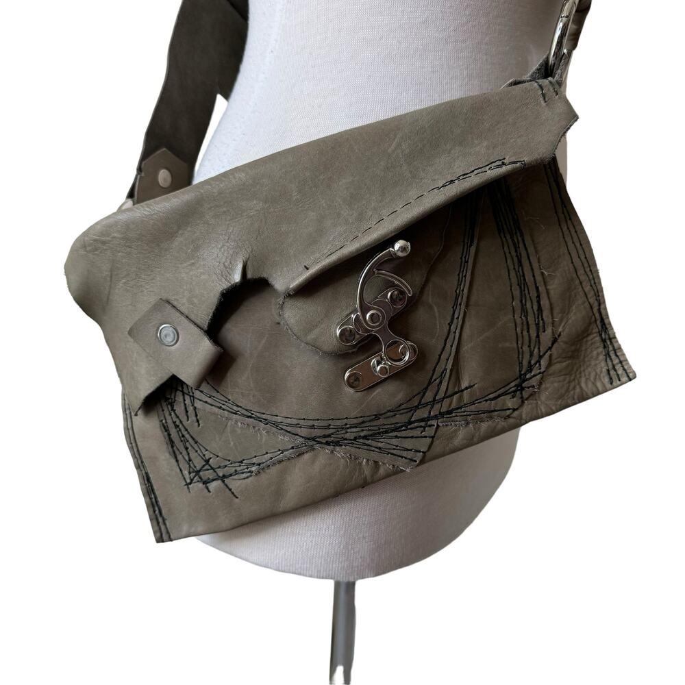 Boutique Mini Leather Crossbody Bag Brown Gray - Picture 2 of 11